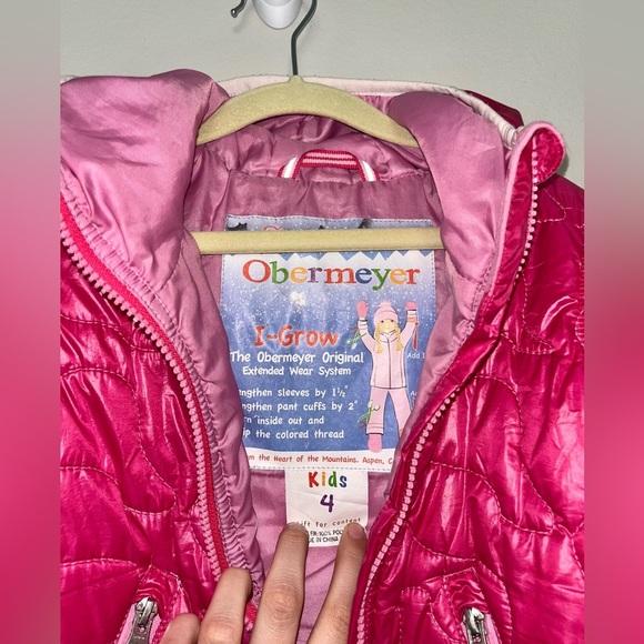 Obermeyer Girls Preschool I-Grow Lovey Winter Puffer Jacket Hot Pink Size 4 - Picture 2 of 7